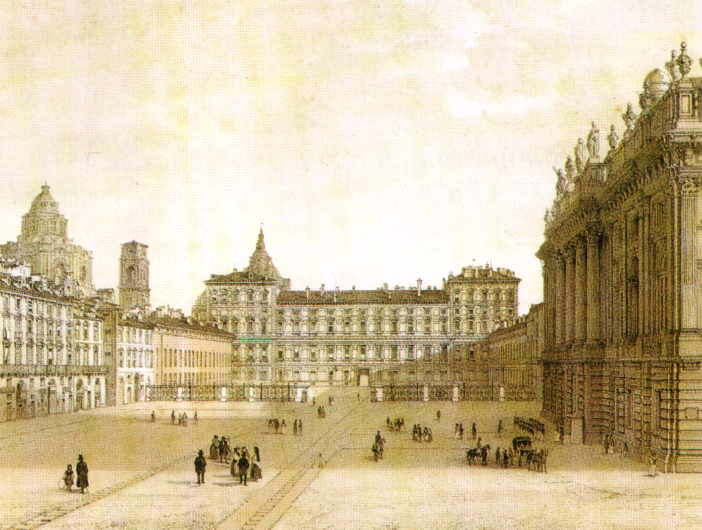 XIX_century_print,_Piazza_castello,_torino