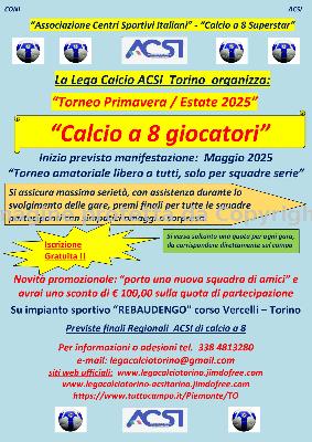 Calcio a 8: Torneo Primavera 2025 di calcio a 8 in Torino con iscrizione gratuita.